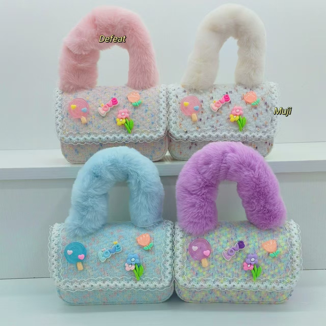 Wholesale of plush handbags, single-shoulder bags, crossbody bags, little girl coin purses, accessory bags, stylish princess bags and children's bags full figure
