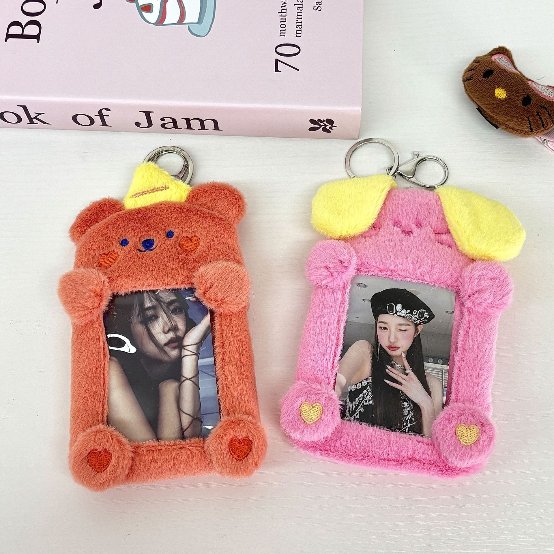 Korean 1:1 butter cute plush card case Portable Ins-style student campus meal card idol display set pendant details Picture