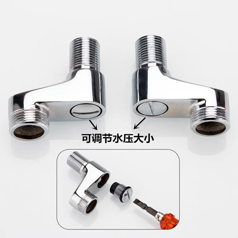 Copper extended curved foot, elbow foot, universal curved Angle showerhead, shower faucet, corner reducer, eccentric screw conversion accessory details Picture