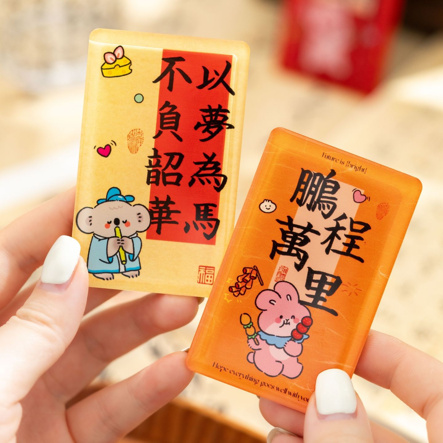 Epoxy resin magnetic cartoon fridge magnets, Chinese-style magnets for the college entrance examination and high school entrance examination, creative national trend, good luck and blessings for refrigerator decoration Application Scenario