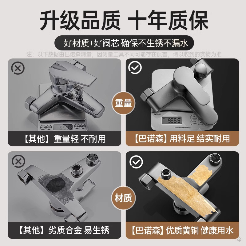 Copper cold and hot mixed water valve, shower, shower, sprinkler faucet three-in-one, bathroom double-opening mixed valve switch set details Picture