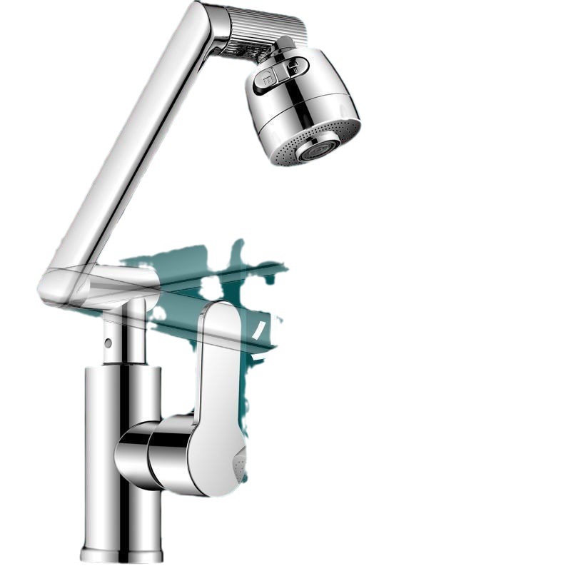 Mouthwash basin, washbasin, pull-out universal copper hot and cold faucet, bathroom washbasin, universal rotating water faucet Item Picture