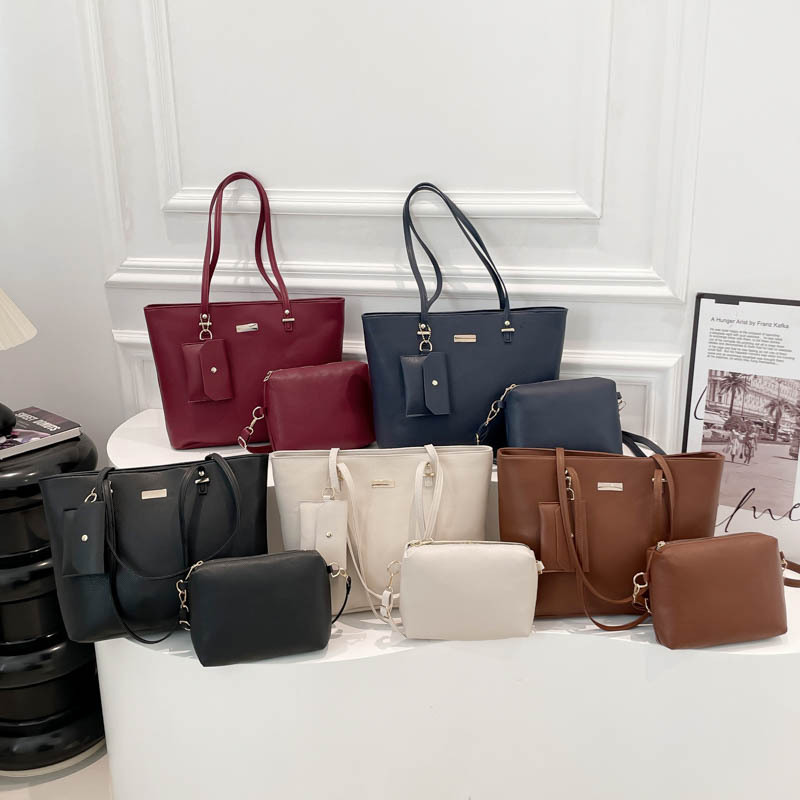 Korean style simple large-capacity tote bag 2025 Spring New fashionable commuting handbag, quality three-piece set single-shoulder bag Application Scenario