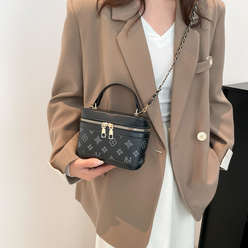 Stylish, casual, large-capacity 2025 new style, textured and fashionable printed box, chain hand, shoulder, crossbody small square bag Specification drawing