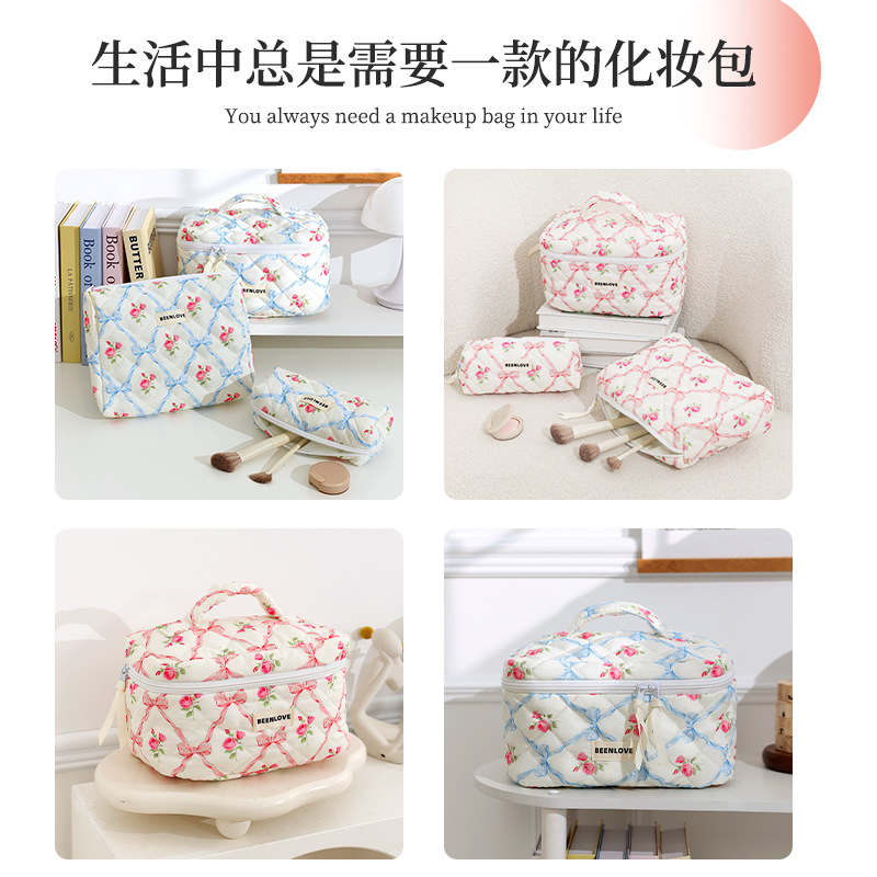 Runhui Butterfly Love Flower Makeup Bag, fashionable quilted makeup Bag, Bow Flower Makeup Bag, large capacity, high-end feel Application Scenario
