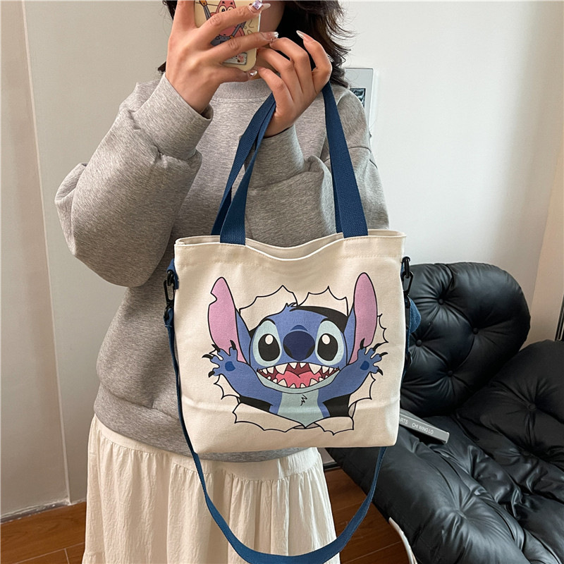 Wholesale of cross-border canvas bags for women, 2025 new style simple and fashionable cartoon printed single-shoulder bags and student tote bags Application Scenario