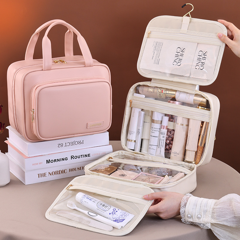 Cross-border new multi-layer hanging cosmetic bag, portable high-end travel transparent waterproof large-capacity cosmetic storage bag full figure