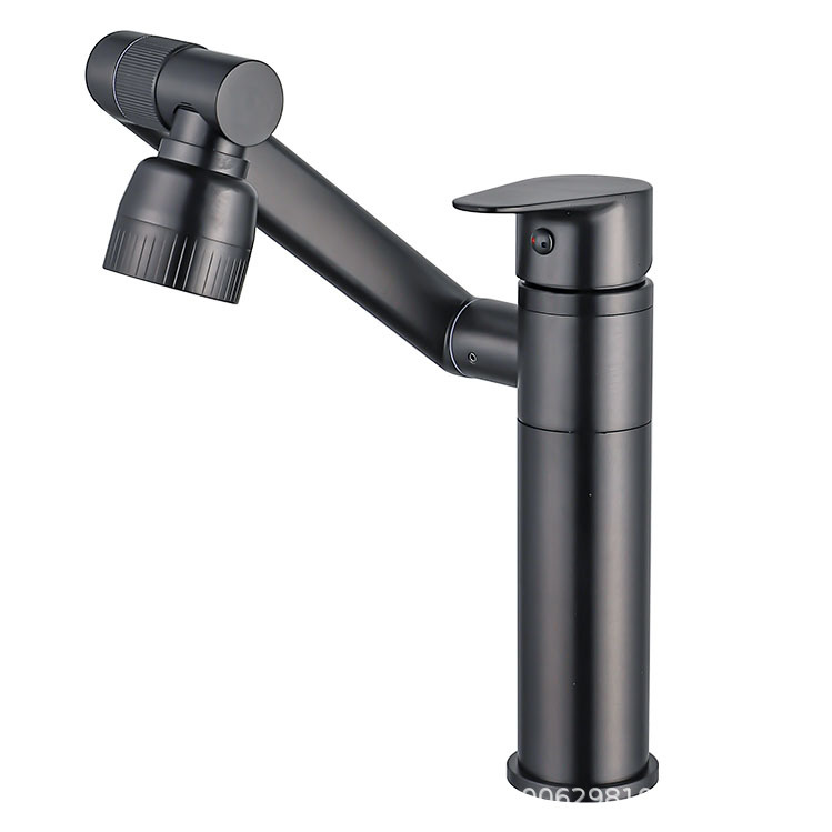 Copper universal faucet for washbasin, hot and cold bathroom washbasin, household hair washing, Maneki Neko faucet, rotating mechanical arm Item Picture