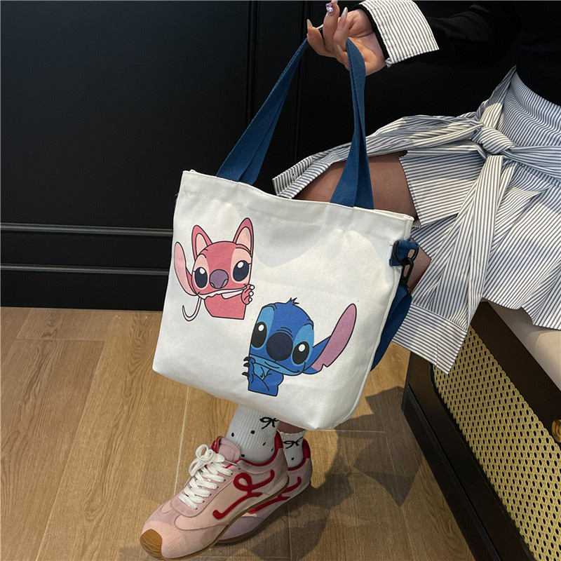 Wholesale of cross-border canvas bags for women, 2025 new style simple and fashionable cartoon printed single-shoulder bags and student tote bags Specification drawing