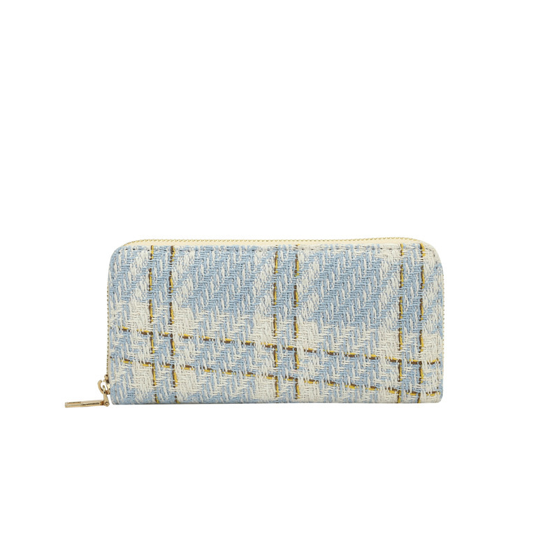 Xiaoxiangfeng Long Wallet for Women, 2024 New woven checkered mobile phone case, large capacity hand-held coin purse for women Item Picture