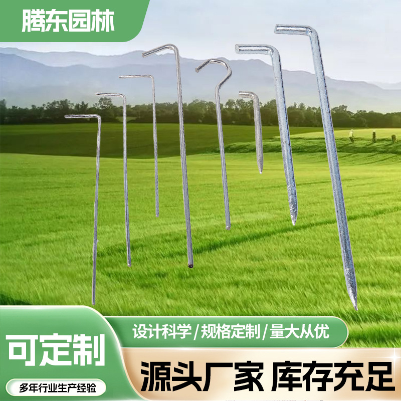 Outdoor canopy tent ground nails, camping fixed ground nails, 7-shaped and L-shaped ground nails, camping tent accessories, iron ground nails wholesale full figure
