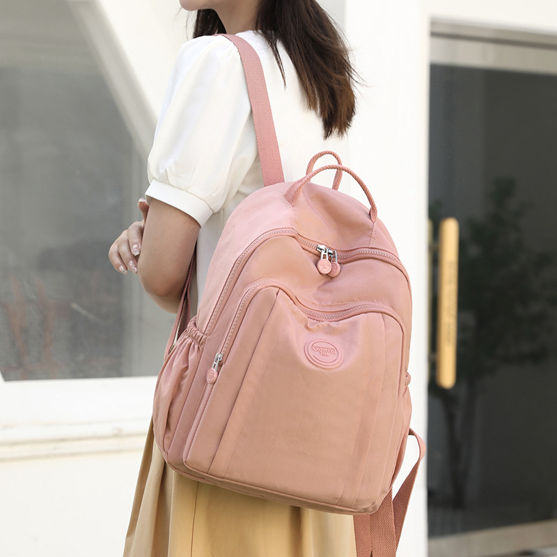 Colorful Fox's new large-capacity ladies' backpack, washable nylon fabric macaron-colored student schoolbag details Picture