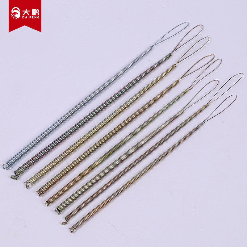 The manufacturer has in stock galvanized tension springs for automatic door closing, telescopic spring doors, bows, wooden doors, screen doors, pipe benders, and door tension springs Specification drawing