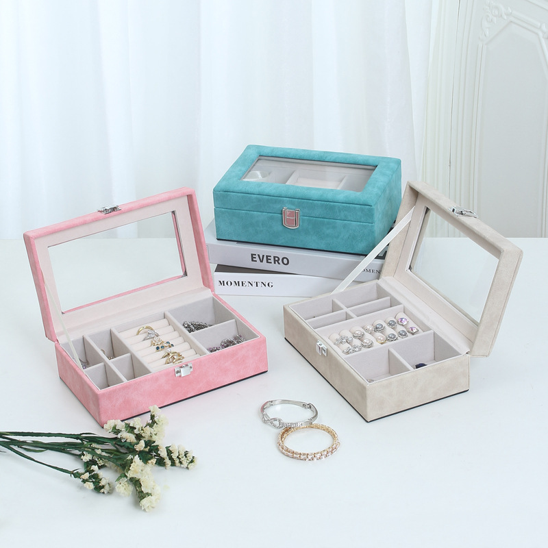 Cross-border European and American simple and portable sheep bar jewelry storage box, multi-specification bracelet jewelry, stud earrings, velvet fabric display full figure