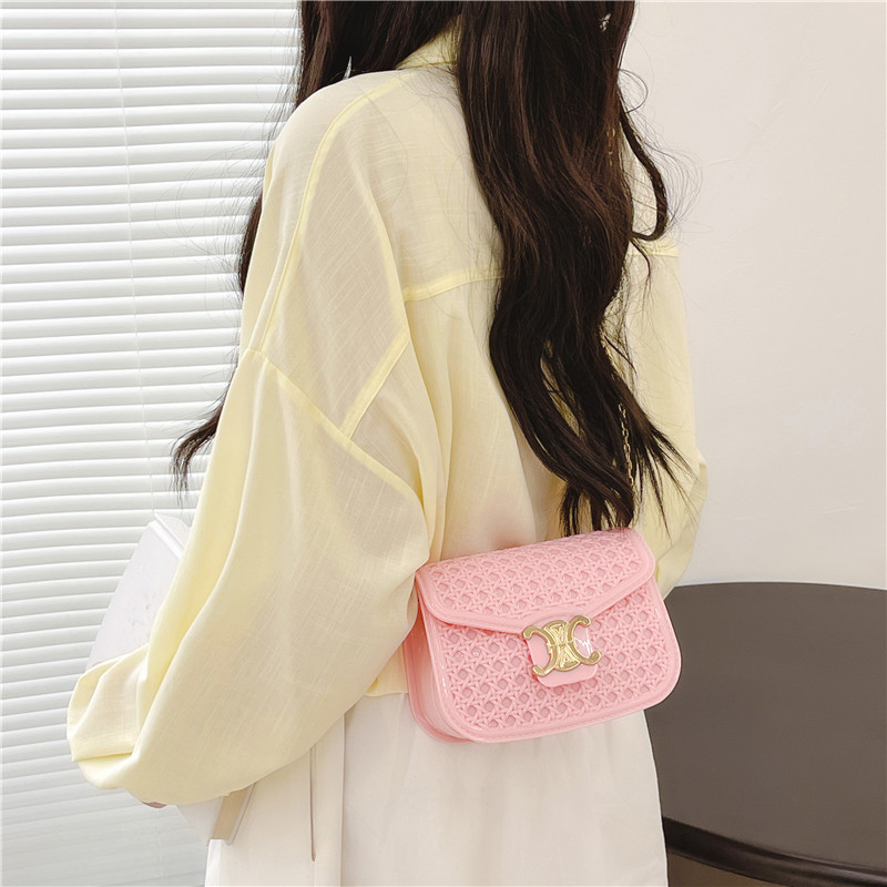 Summer foreign trade live-streaming bestseller Women's bag 2025 New PVC woven pattern jelly bag simple single-shoulder crossbody small bag details Picture
