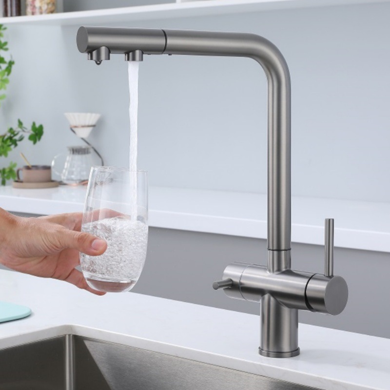 Three-in-one water purifying faucet, cross-border drinking water filter, kitchen mixer, rotating foreign trade hot and cold water faucet Specification drawing