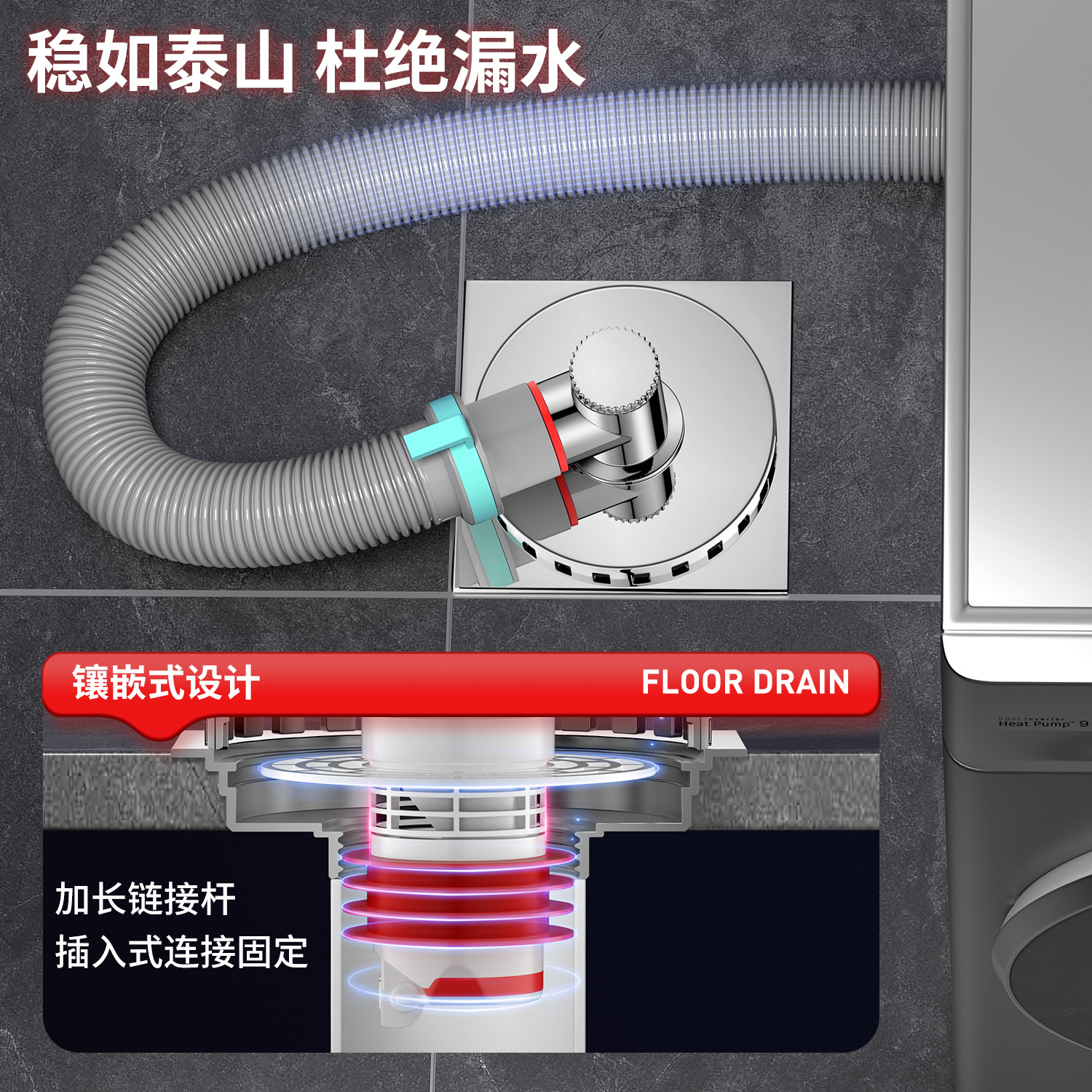 The three-way joint for the floor drain of the washing machine is an anti-odor, anti-overflow, anti-reverse odor device for underwater pipes, and is universal for preventing overflow and insect drainage Application Scenario