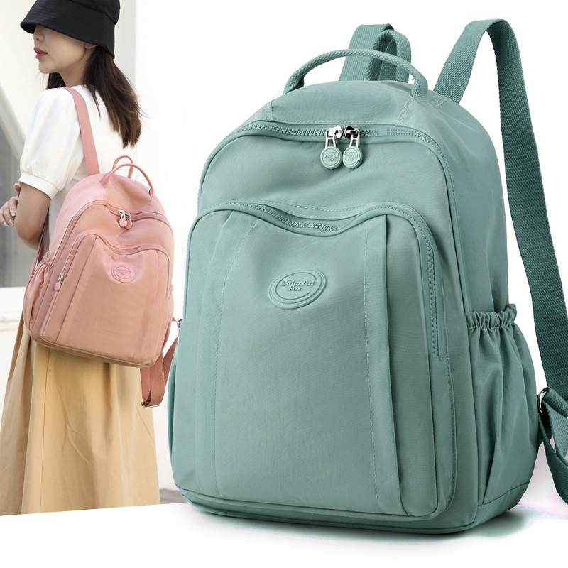 Colorful Fox's new large-capacity ladies' backpack, washable nylon fabric macaron-colored student schoolbag full figure