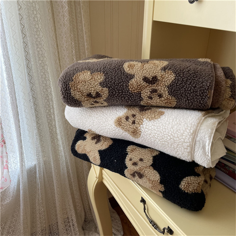 ins Korean style cute plush thickened full-body bear double-sided lamb plush nap blanket, air conditioning blanket, knee blanket Application Scenario
