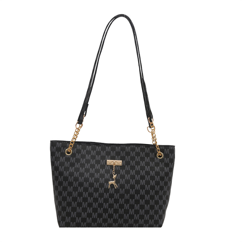 2025 New women's bag, large-capacity bag, fashionable commuting, retro chain hand shoulder bag, printed tote bag for women Item Picture