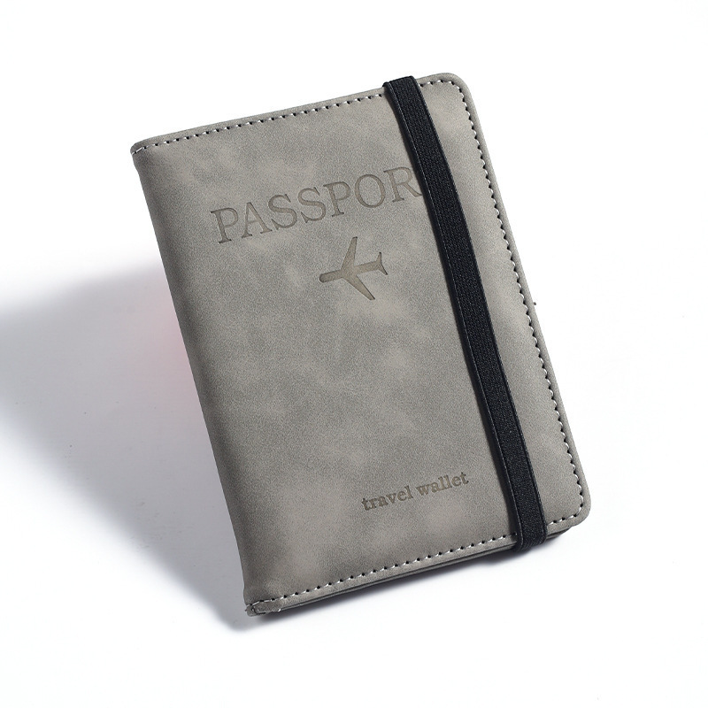 Cross-border elastic strap PU leather card case, passport holder, passport case, anti-magnetic multi-functional ID bag manufacturer wholesale Item Picture
