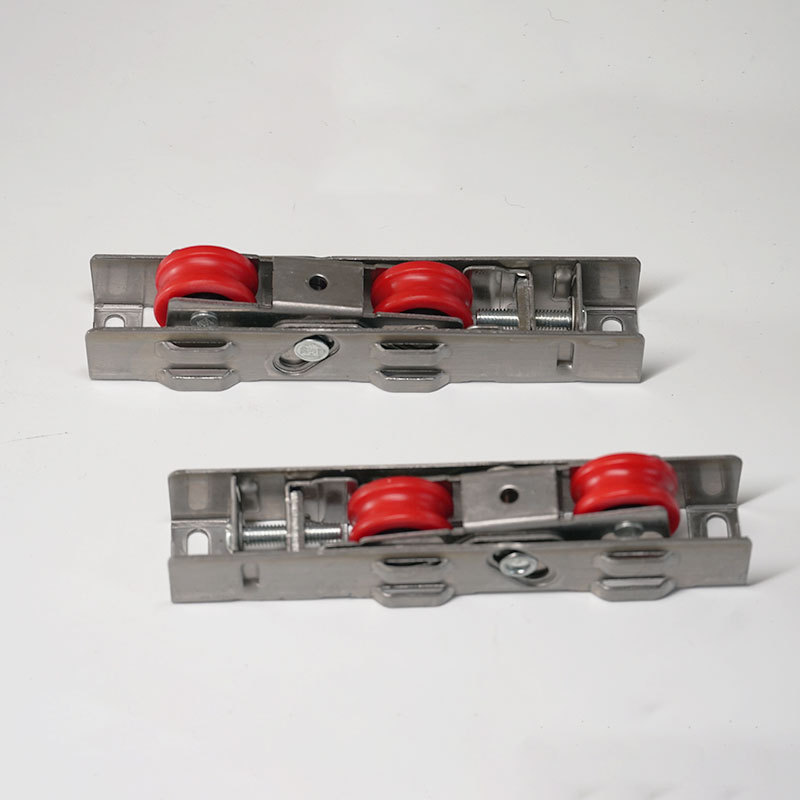 Stainless steel pulleys, plastic-steel door and window pulleys, stainless steel three-piece set, 80 double-wheel sliding Windows, double-groove nylon wheels details Picture