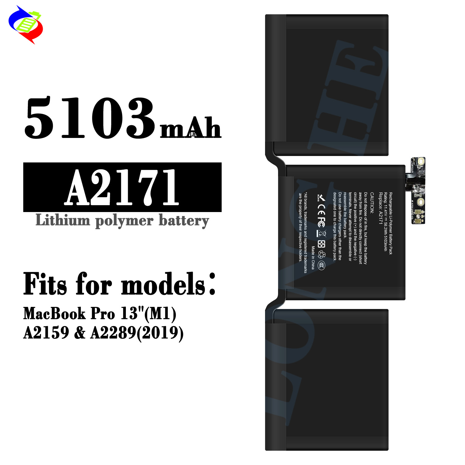 Wholesale of battery A2171 for Apple Pro 13 "(M1)/A2159/A2289(2019) laptops