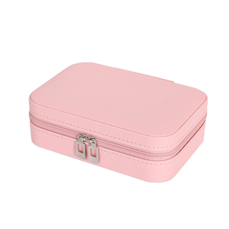 Portable travel girl pink jewelry storage box, necklace, ring and earring storage box, multi-layer home jewelry and accessories box Item Picture