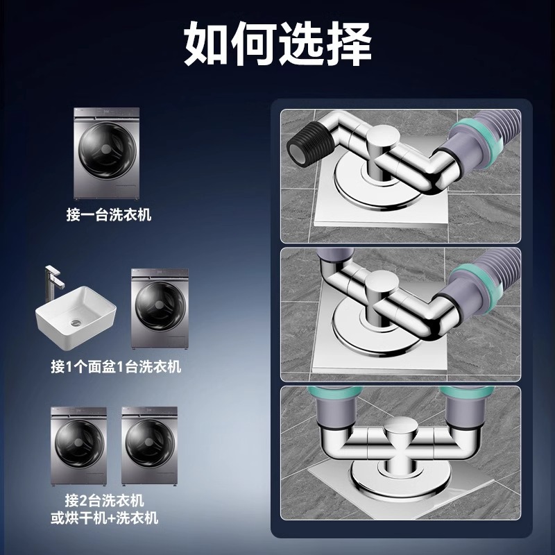 Sewer pipe, washing machine anti-odor three-way connector, drainage pipe, floor drain special joint, anti-odor overflow three-way diverter 1 Item Picture