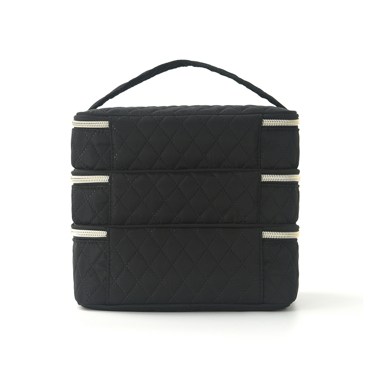 Feihong Cross-border Three-layer Makeup Bag, large capacity, high appearance level, hand-held toiletries bag, portable travel makeup storage bag Specification drawing