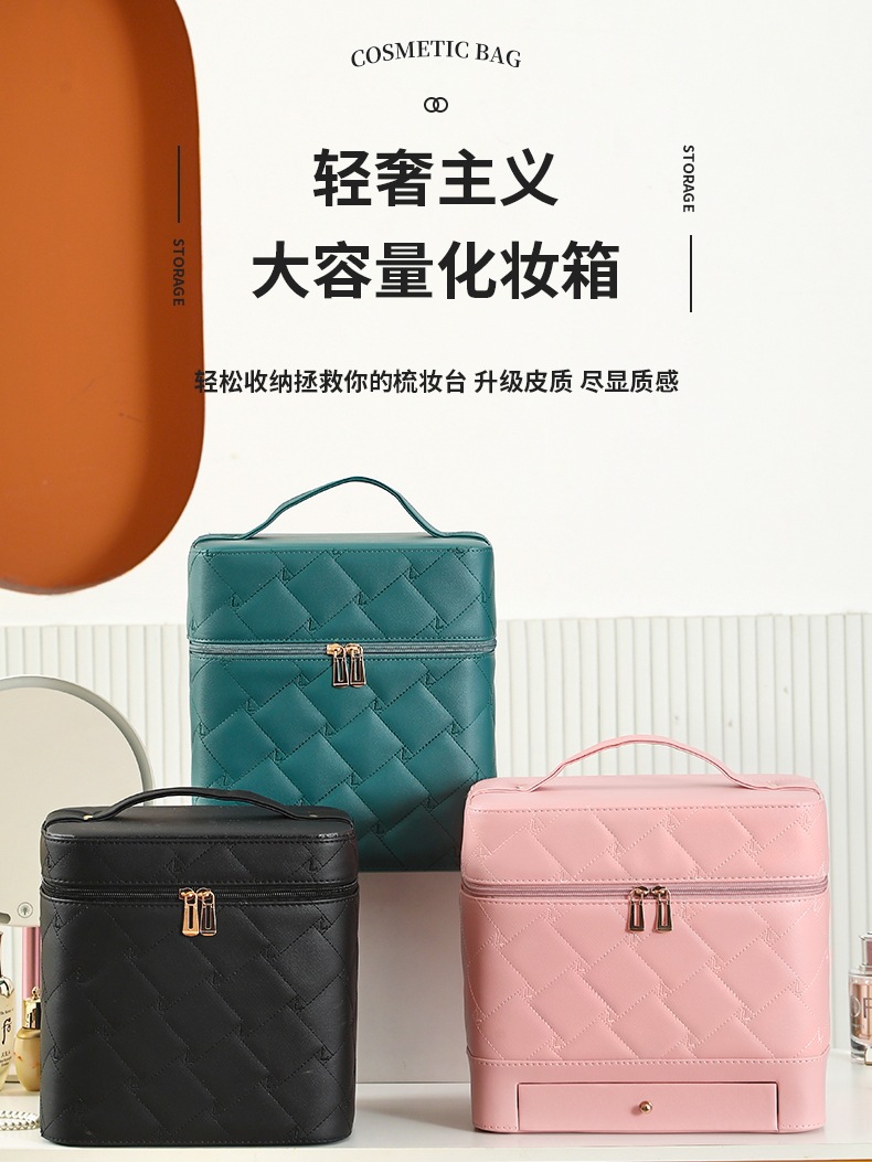 2024 New high-appearance-level jewelry box, makeup case, large-capacity makeup bag, portable travel suitcase, storage box Item Picture