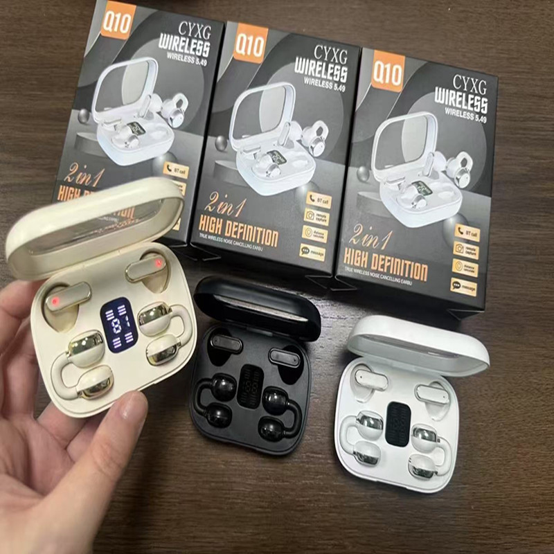 The new cross-border Q10 Bluetooth headphones, OWS wireless ear clip type, ultra-long battery life, digital battery display, sports model full figure