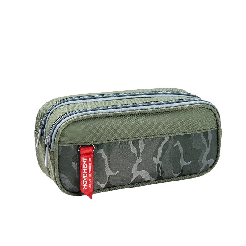 Double-zipper camouflage pen case, pencils, rulers and stationery boxes for junior and senior high school students, cross-border Amazon bestseller in stock Item Picture