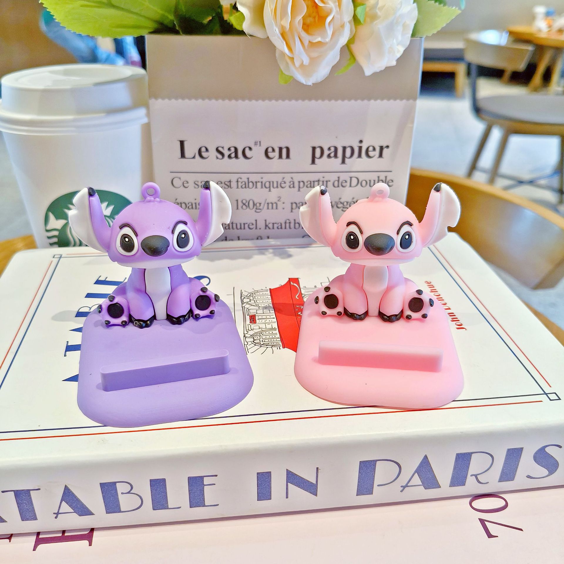 Wholesale of new cute desktop cartoon figurines, cartoon lazy phone stands, claw machines and blind box gifts from Stitch Specification drawing