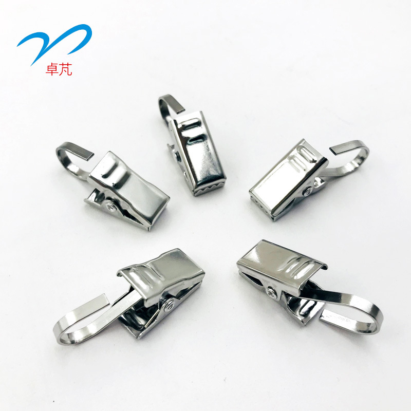 Source manufacturer of 304 stainless steel flat hook curtain clips, clothes clips, bath curtain clips and small hardware hanging clips Item Picture