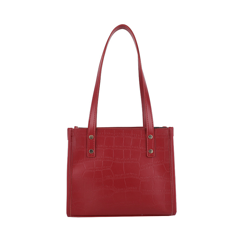 Simple and casual single-shoulder bag, new Spring 2025 fashionable women's commuter handbag, stone pattern retro tote bag Item Picture