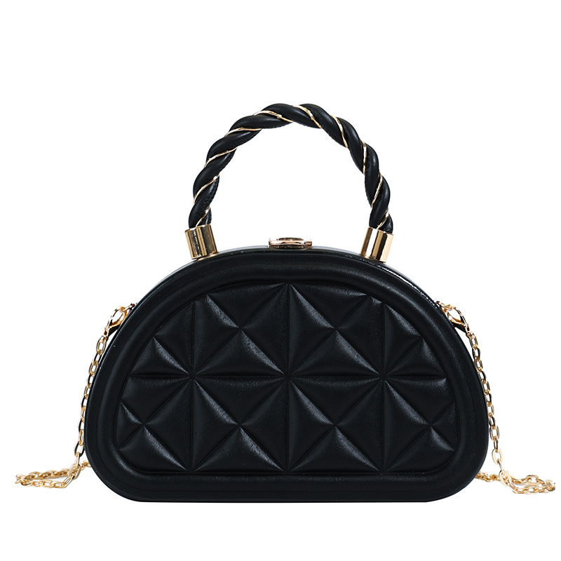 Spring 2025 new casual and personalized crossbody bag, a niche design for women, a diamond-shaped hand-held semi-round bag, a fashionable single-shoulder bag Item Picture
