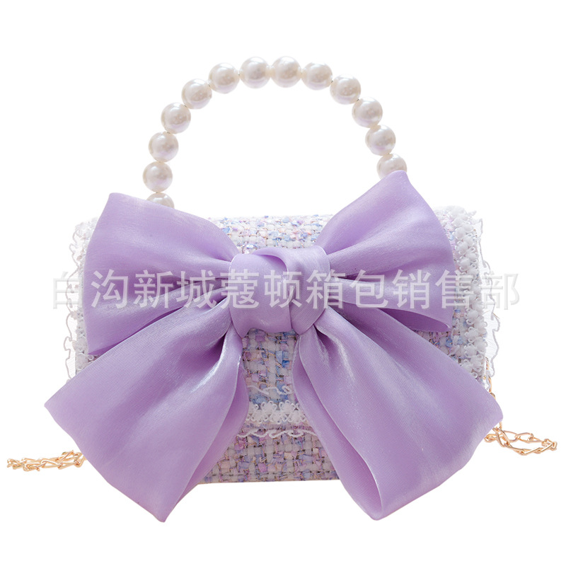 Xiaoxiangfeng Autumn and Winter new bow woolen Xiaoxiangfeng girls' handbag, stylish Little girl crossbody bag, coin purse Item Picture