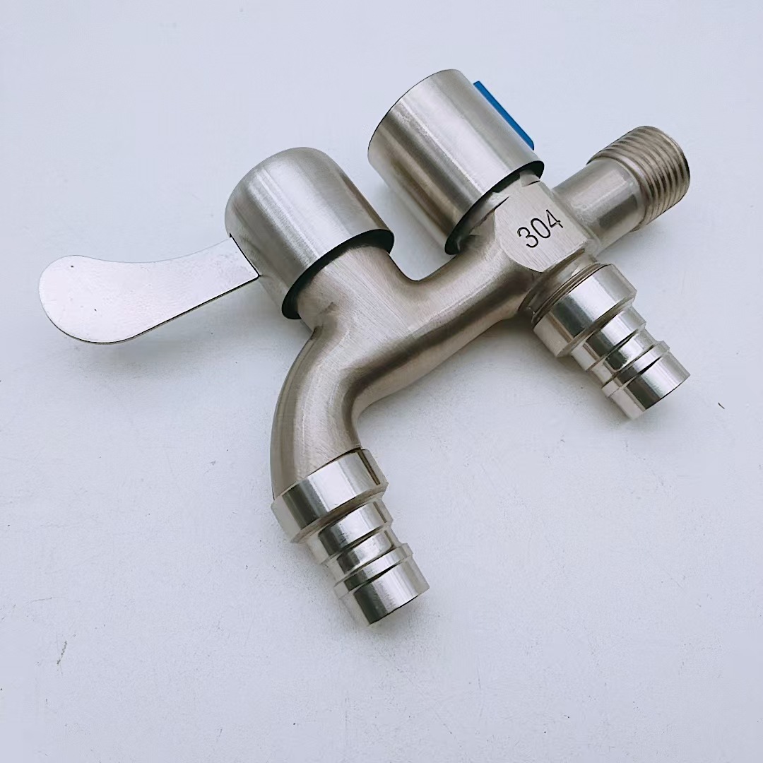 Alloy brushed multi-functional faucet, one inlet and two outlets, dual-water faucet, dual-outlet and dual-on washing machine faucet Specification drawing