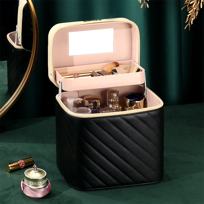 Wholesale cosmetic box, popular large-capacity InS-style cosmetic storage box, portable multi-functional hand-held toolbox for women details Picture