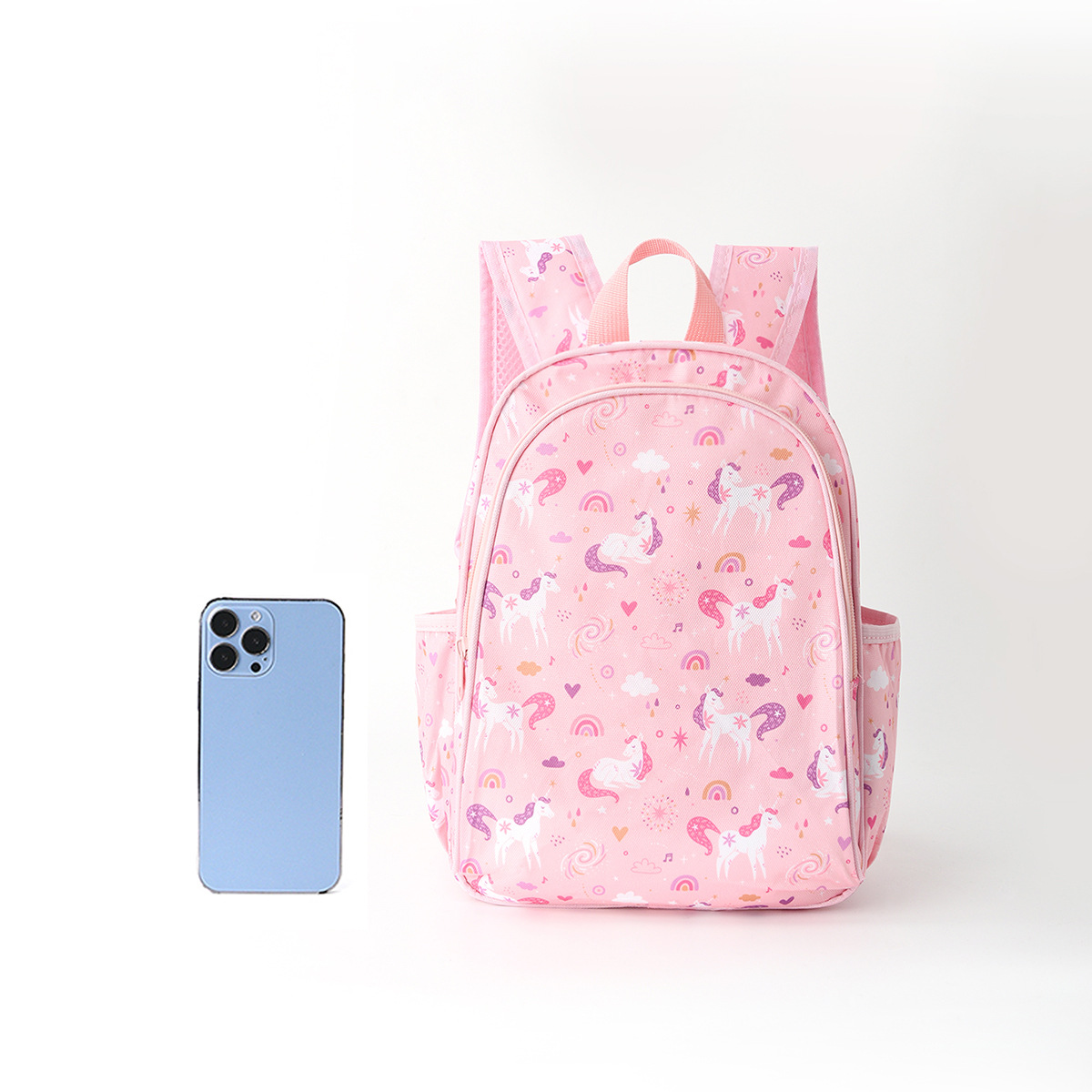 Cross-border zipper cute backpack, simple cartoon print, large-capacity schoolbag and backpack details Picture