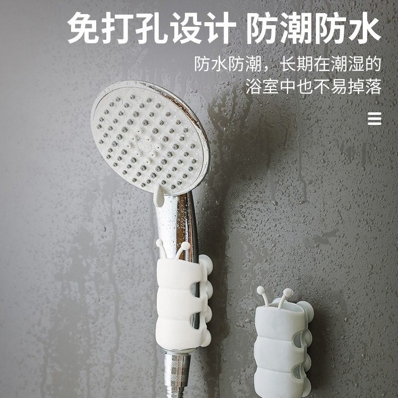 Douyin's same style caterpillar showerhead suction cup stand, no need for drilling, fixed bathroom showerhead mesh, red showerhead suction cup in stock full figure