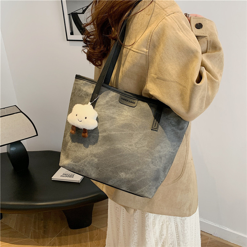 Cross-border retro tote bag, women's winter 2024 new style fashionable Korean Tote bag, casual large-capacity single-shoulder bag details Picture