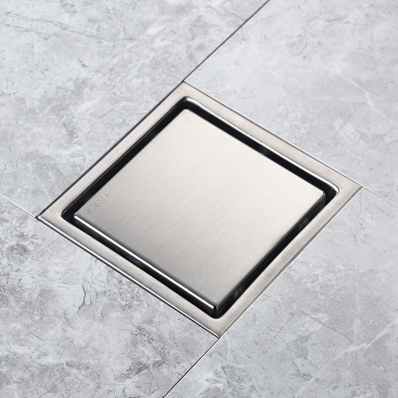 Cross-border gold and black 304 stainless steel invisible floor drain, anti-odor, bathroom, shower room, balcony, 110 square dual-purpose details Picture
