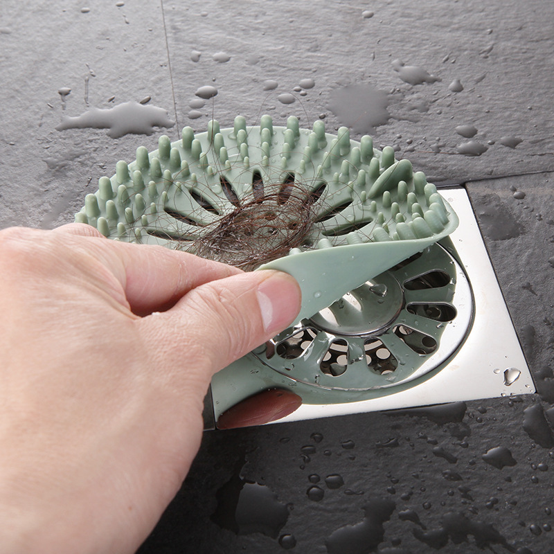 Silicone floor drain cover, bathroom sewer drain outlet, anti-hair odor filter, anti-clogging simple sink cover full figure