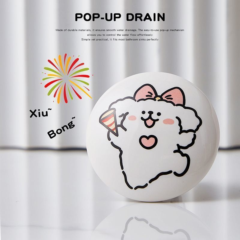 Cute little dog-shaped ceramic washbasin, bathroom washbasin leakage plug, washbasin drain, floor drain, anti-odor Application Scenario
