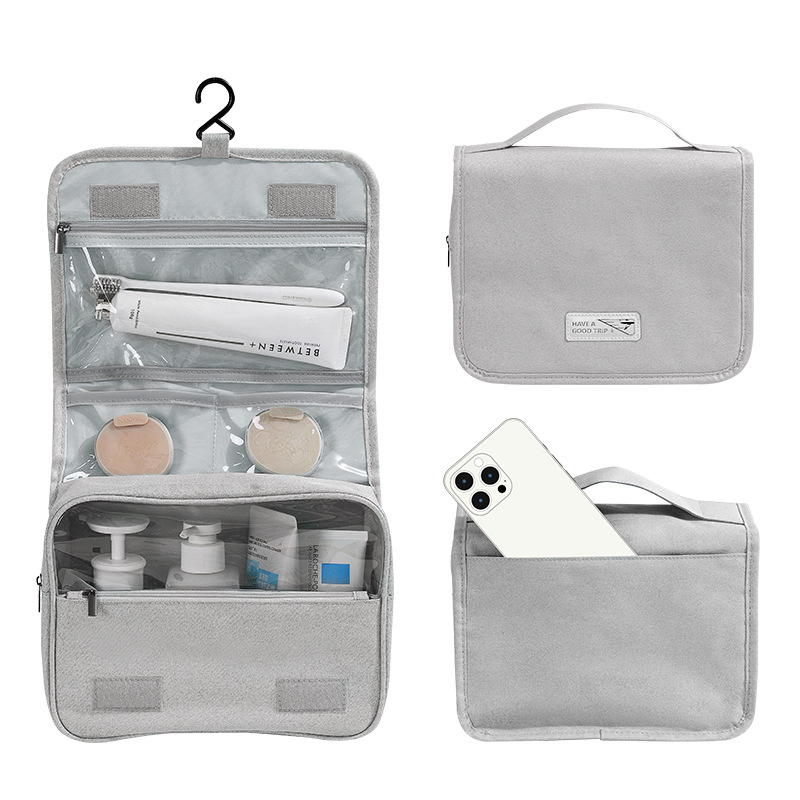 Wabi-sabi style visible hook toiletry bag, matte sun-washing travel toiletry bag, makeup bag, large capacity, high-end feel details Picture