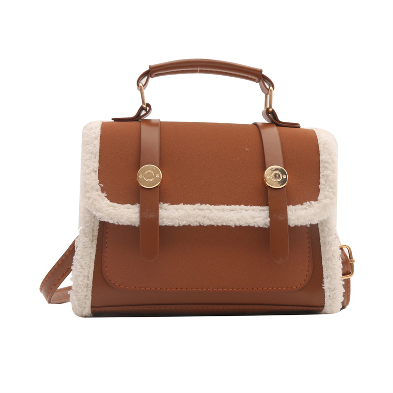 The Maomao patchwork bag is a retro and simple solid-color commuter women's bag for 2024, a new casual and retro women's hand-held shoulder bag Item Picture