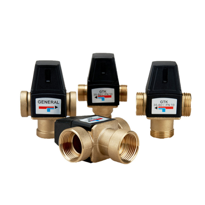 Factory direct sales of brass thermostatic valves, solar electric water heater thermostatic mixing valves, and small kitchen treasure floor heating temperature control valves Item Picture