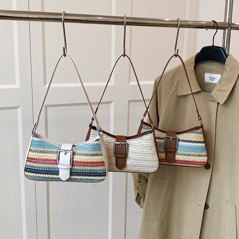 Summer new high-quality straw-woven crossbody casual bag, laid-back style bag, single-shoulder bag, beach wandering bag, cross-border trend Application Scenario